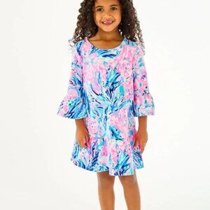 Lilly Pulitzer Girls Sorrento Dress in Periwinkle Purple Fan Sea Pants size XL